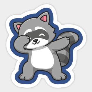 Cute Raccoon Dabbing Cartoon Sticker